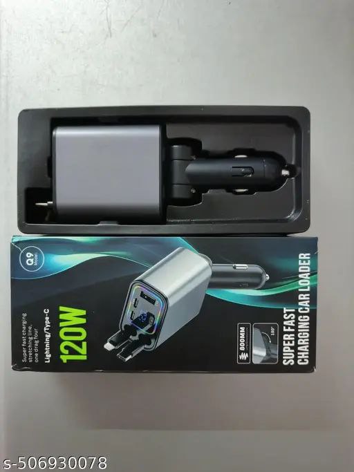 Q9 Super Fast Charging Car Charger - 120W | Lightning/Type-C
